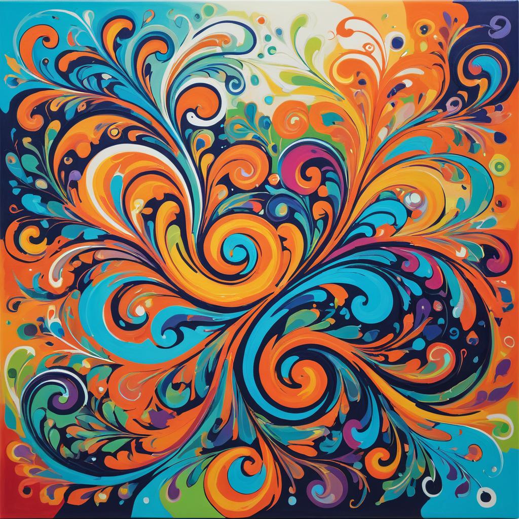 Vibrant Abstract Canvas with Organic Forms