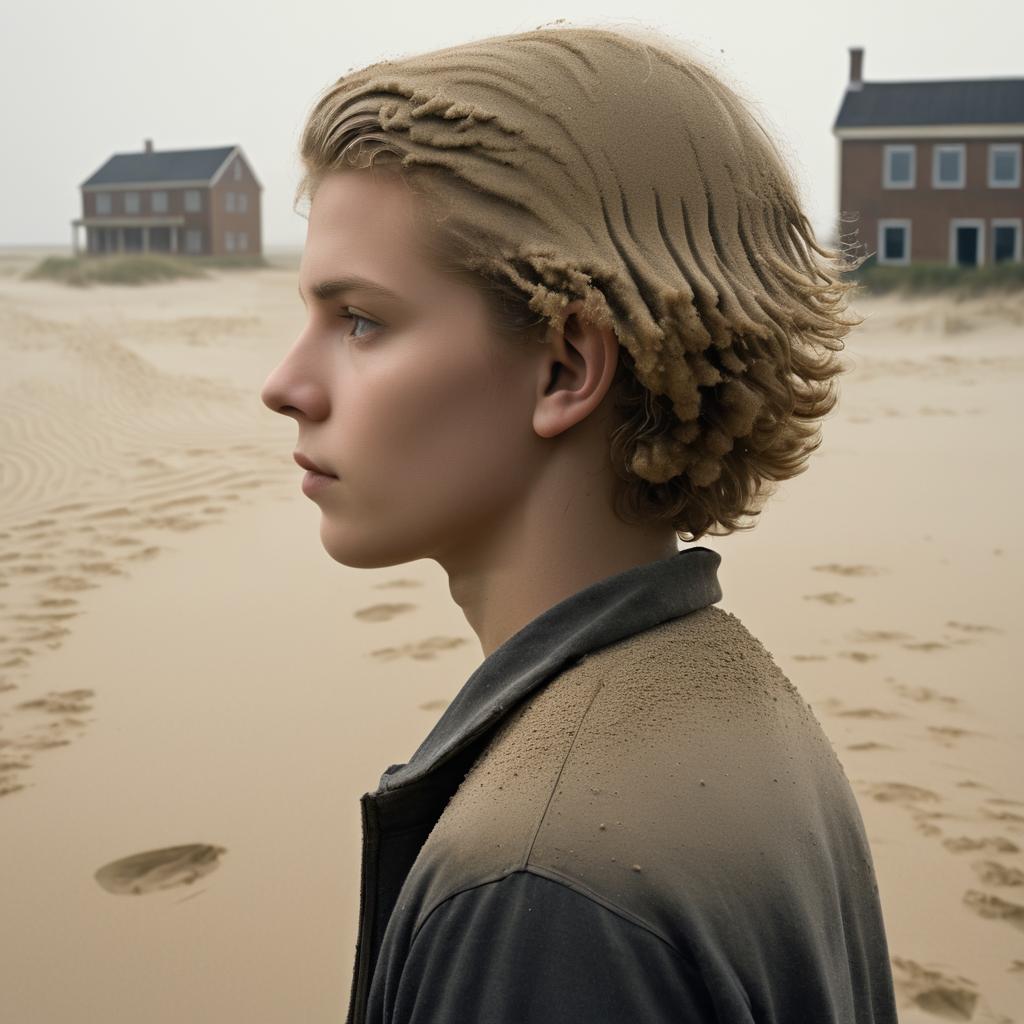 Gritty Sand Portrait of Teenage Boy