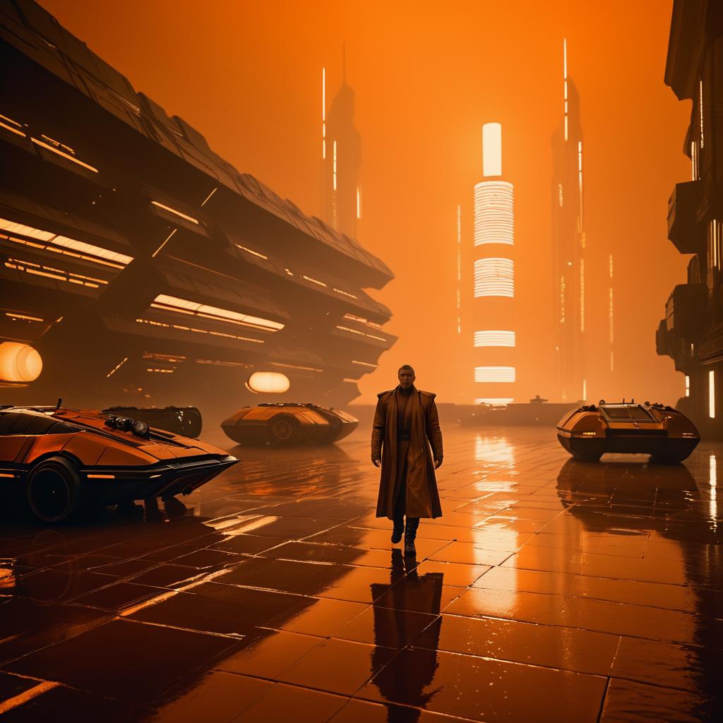 Rick Deckard in a Dune-inspired Cityscape