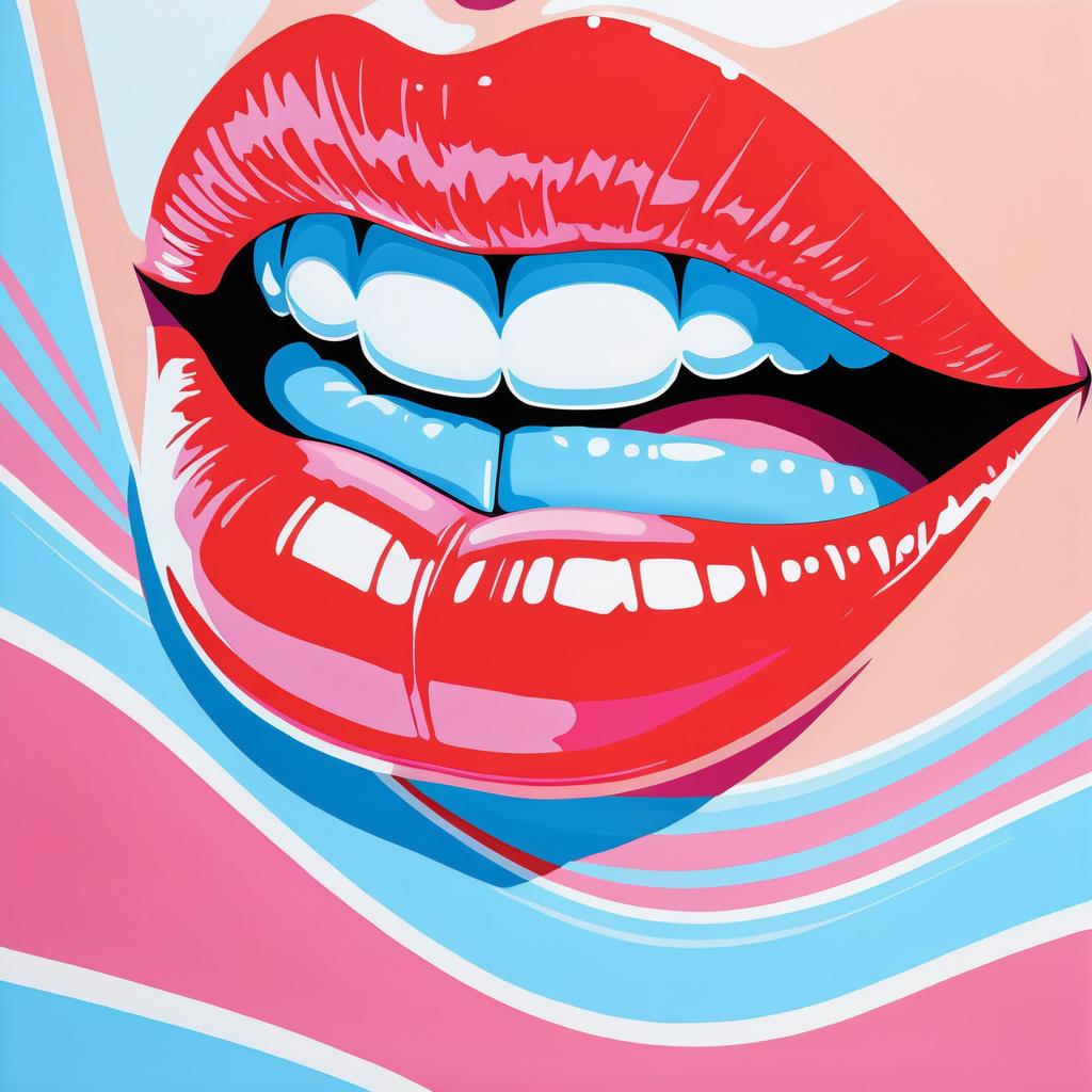 Vibrant Coral Lips in Pop Art Style