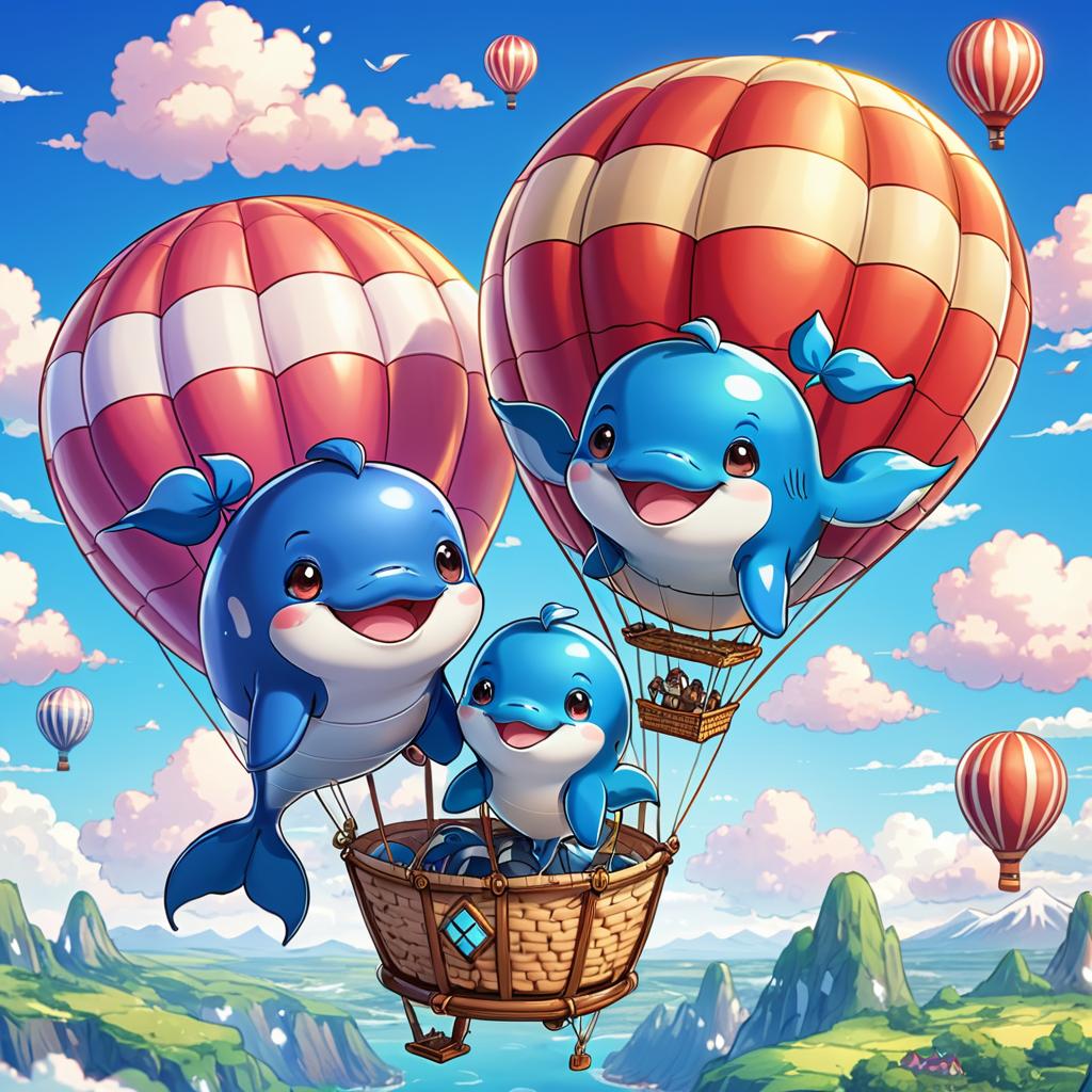 Adorable Whales in Balloon Adventure