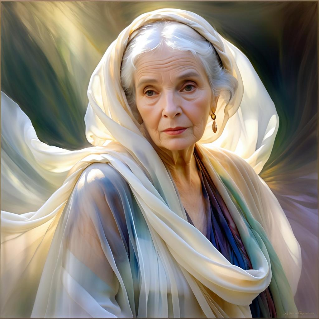 Ethereal Portrait of a Sad Elderly Woman