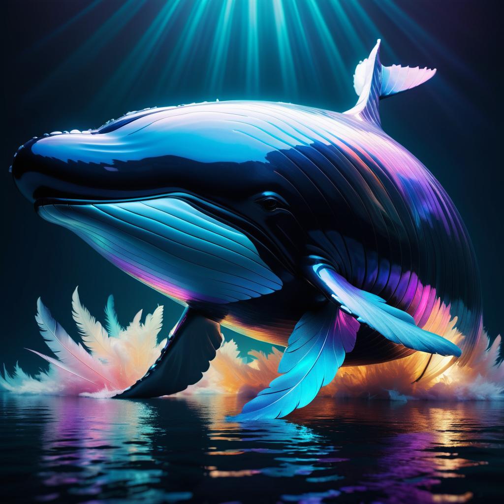 Surreal Grace: Feathered Whale Artwork