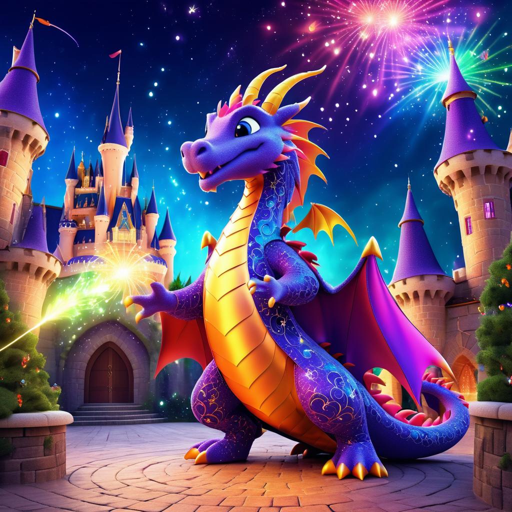 Whimsical Dragon in Enchanted Castle