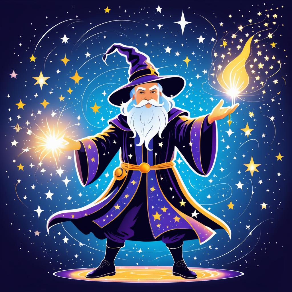 Whimsical Wizard Casting a Spell