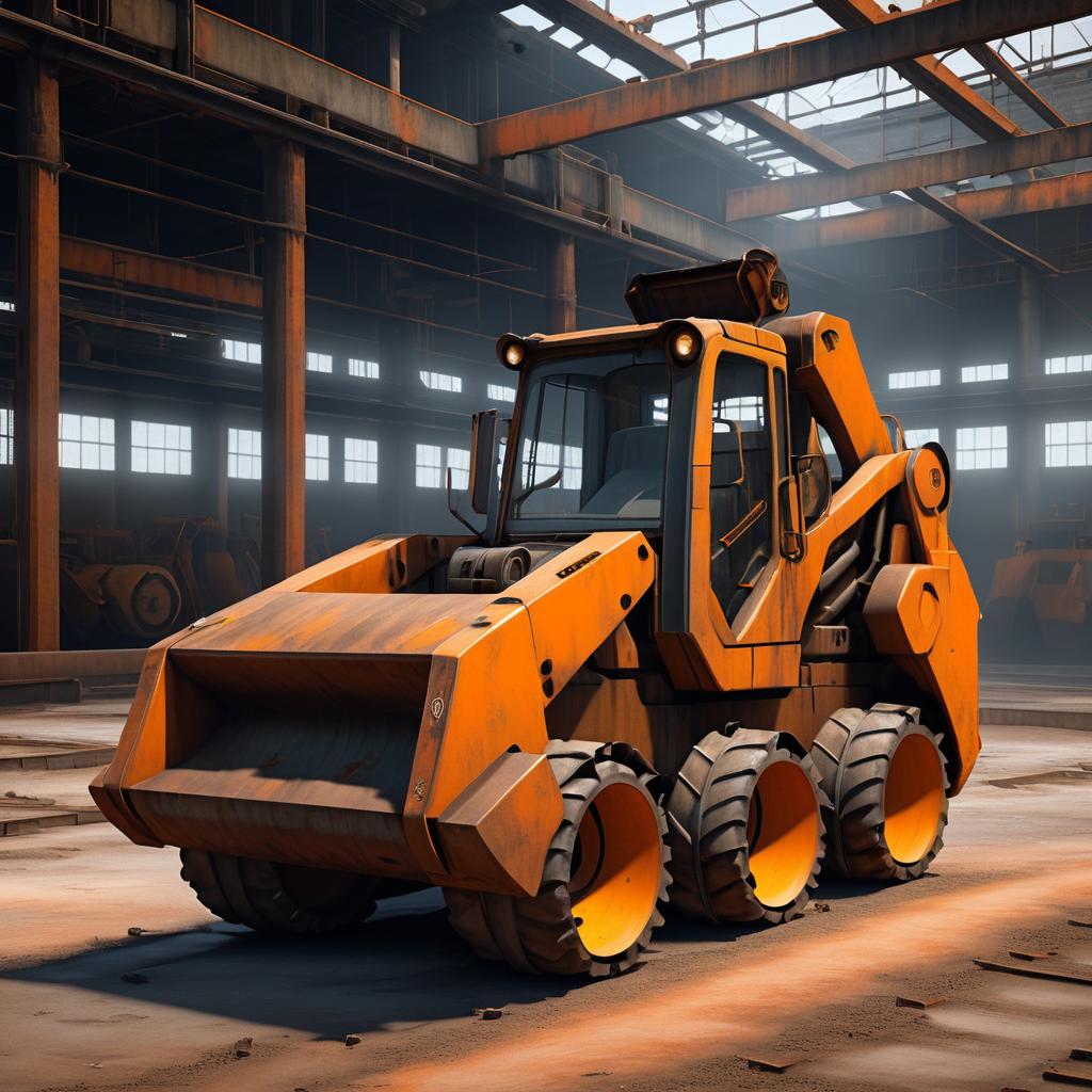 Confident Anthropomorphic Track Loader in Factory