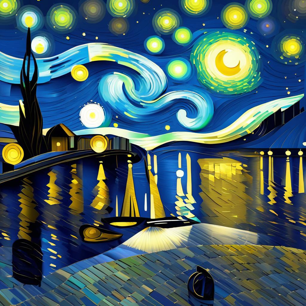 Raytraced Starry Night Inspired Artwork