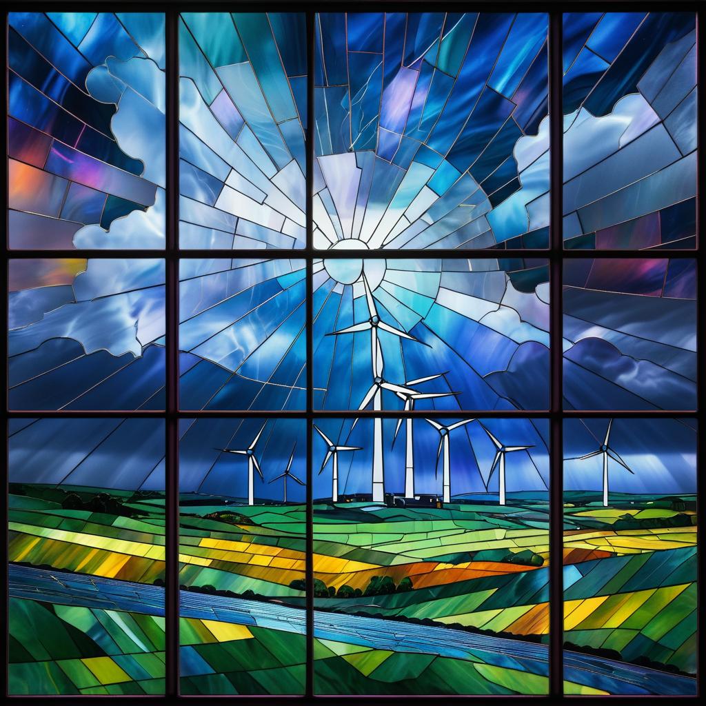 Stained Glass Storm Over Wind Farm