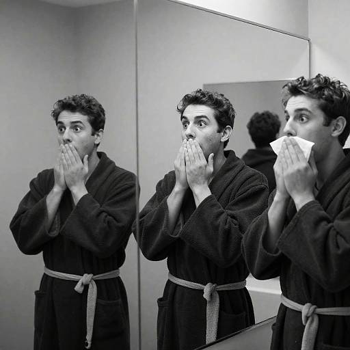 Men in Robes in a Mirrored Room