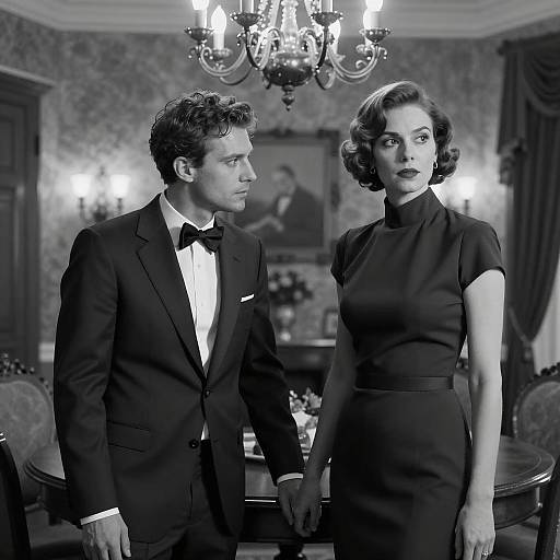 Elegant Black-and-White Photograph of Couple