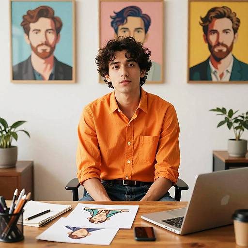 Confident Man in Vibrant Office Setting