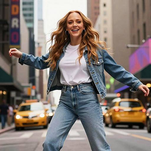 Young Woman Dancing in City Street