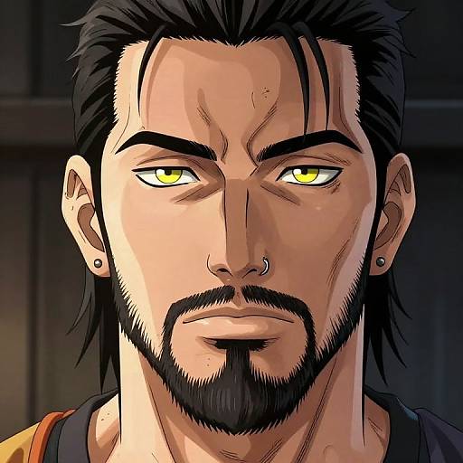 Manga Male Character with Goatee and Nose Ring