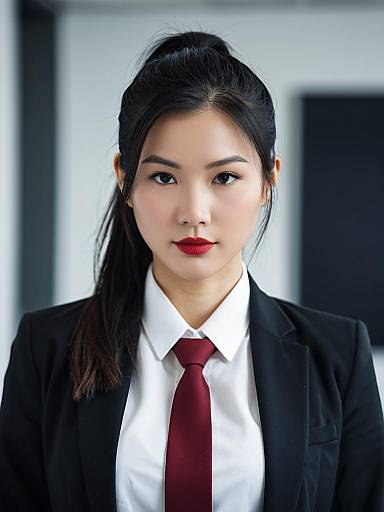Confident Asian Businesswoman in Formal Suit