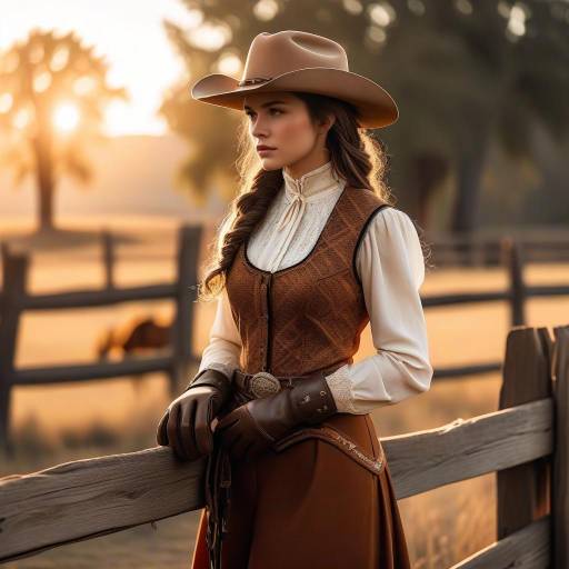 Vintage Western Woman at Golden Hour