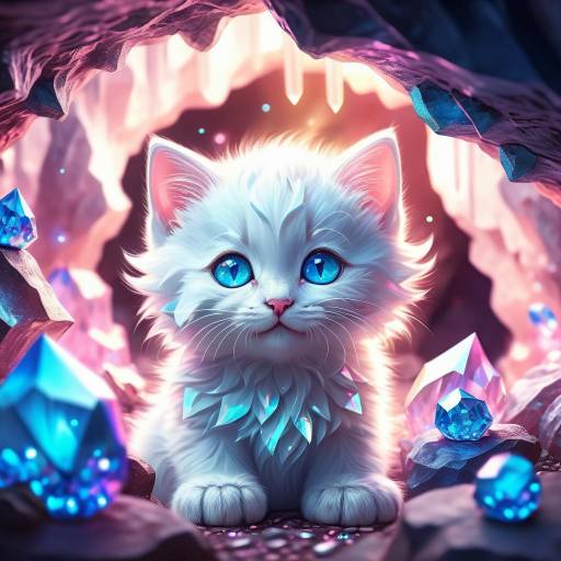 Cozy Kitten in a Crystal Cave