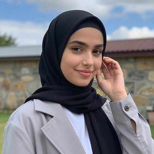 Portrait of Woman in Black Hijab