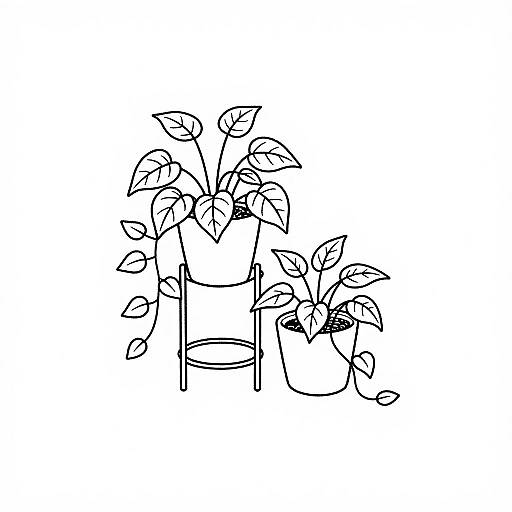 Minimalist Mid-Century Plant Stand Artwork