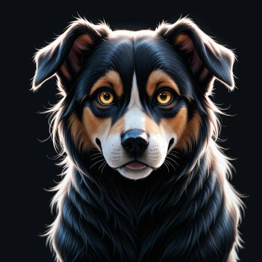 Realistic Black Dog with Yellow Eyes Realistic Black Dog with Yellow Eyes