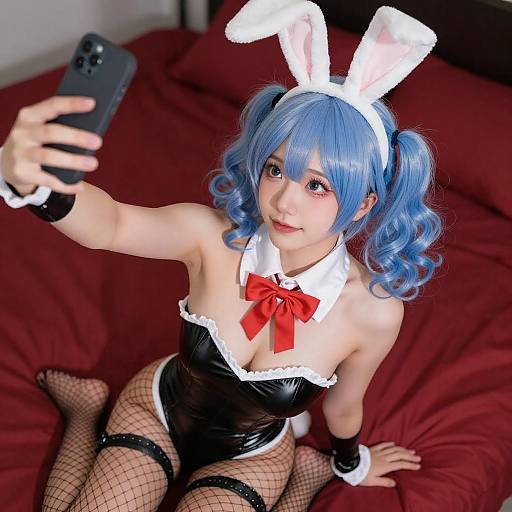 Young Woman Bunny Costume Selfie