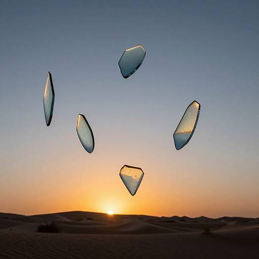 Glowing Glass Shards Desert at Dawn