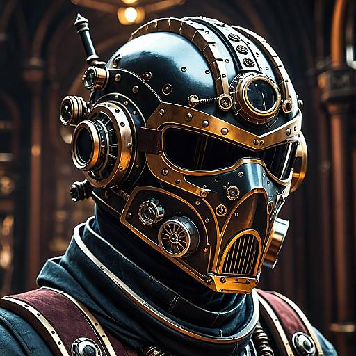 Steampunk Futuristic Helmet with Intricate Design
