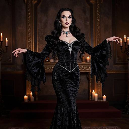 Gothic Elegance in Morticia Costume