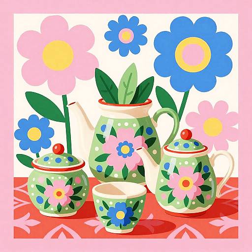 Colorful Floral Ceramic Pot Collection