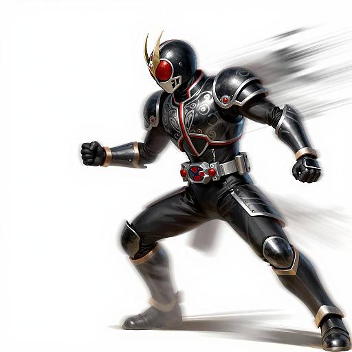 Black Armored Warrior in Motion