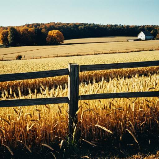 Golden Wheat Field with Wooden Fence