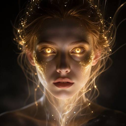 Enigmatic Woman with Molten Gold Eyes