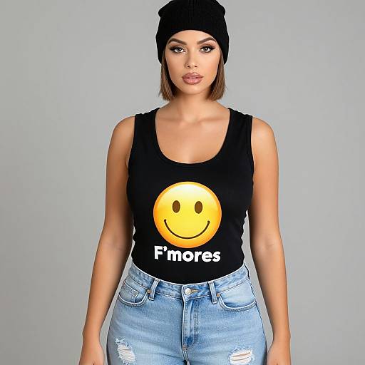 Casual Woman in Graphic Tank Top