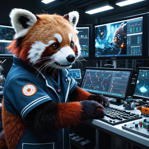 Red Panda Scientist in Futuristic Lab