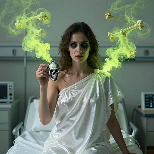 Eerie Woman with Toxic Skull Vapors