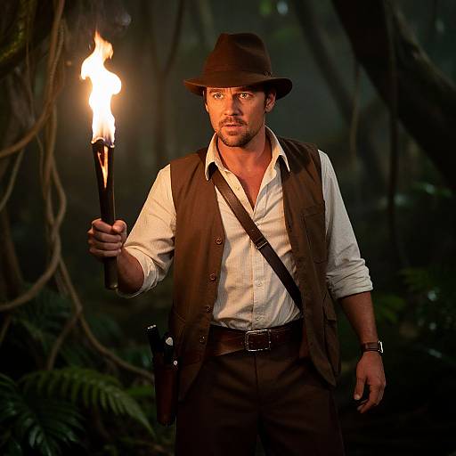 Adventurous Indiana Jones in Jungle