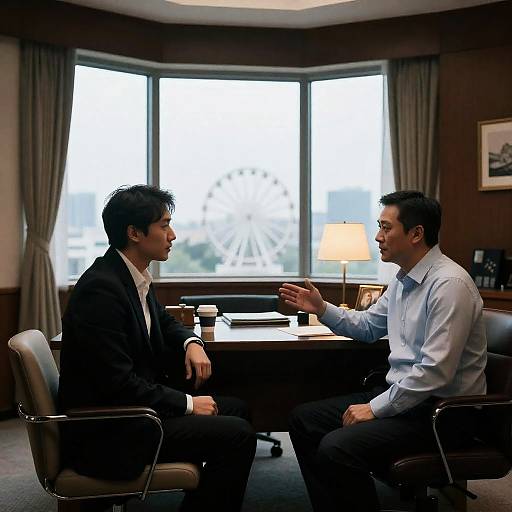 Business Meeting in a Dimly Lit Office