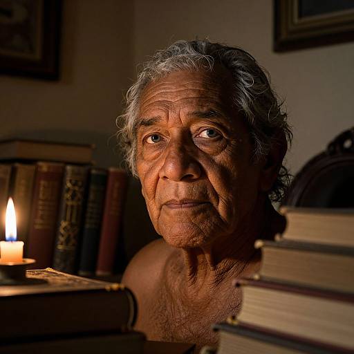 Photorealistic Portrait of Elderly Polynesian Man