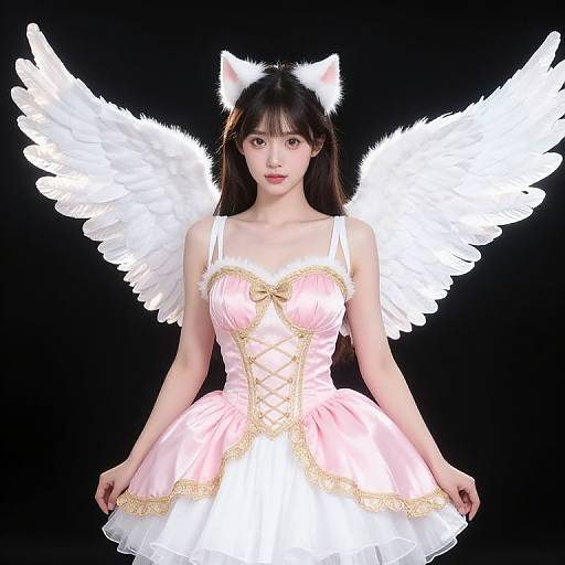 Winged Girl in Pink and Gold Dress