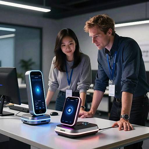 Futuristic Tech Collaboration Scene