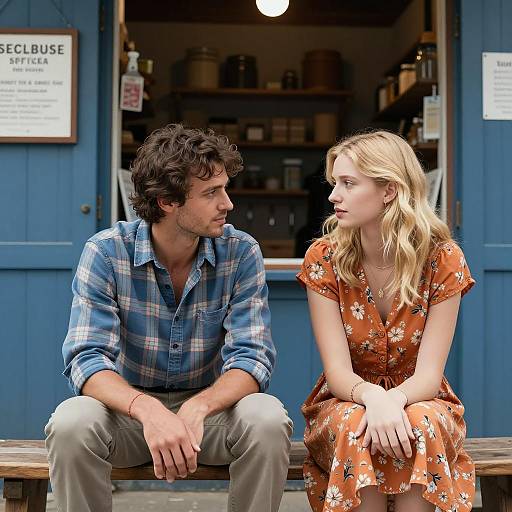 Couple Sharing a Moment at Rustic Shop