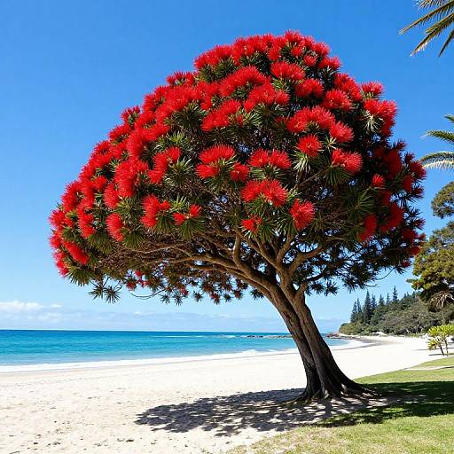 Pohutukawa Tree by Beach in New Zealand