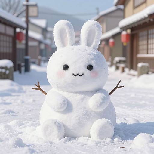 3D Snow Rabbit in Ghibli Style