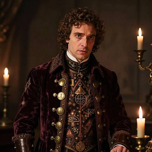 Aristocratic Alchemist in Velvet Frock Coat