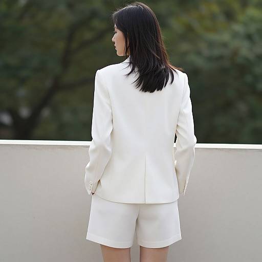 Woman in White Blazer Outdoors