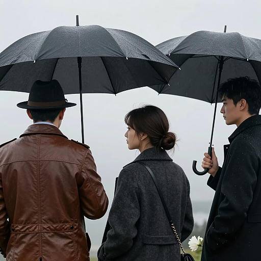 Rainy Day Umbrella Trio in Overcast
