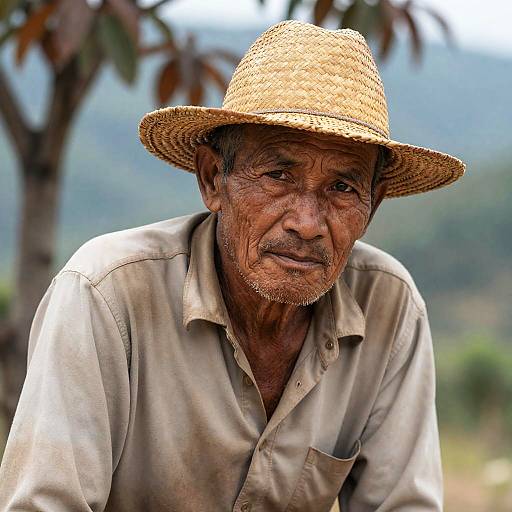 Determined Elder with Straw Hat