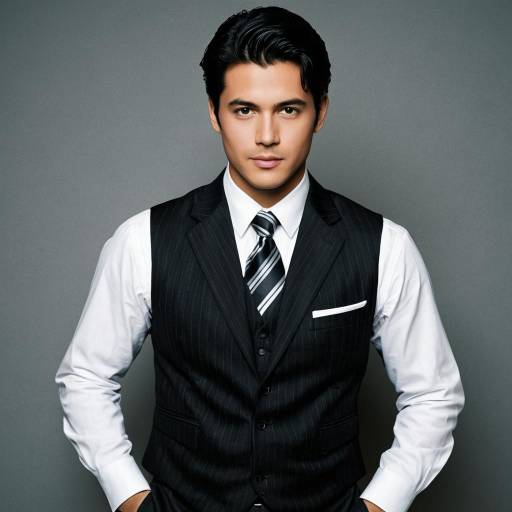 Man in Black Pinstripe Vest and Tie