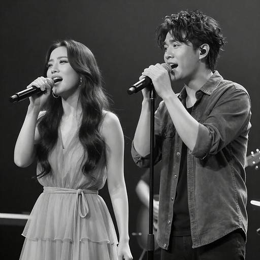 Dynamic Duet: Stage Performance in Monochrome