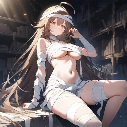 Mummy Costume Girl in Abandoned Quarry