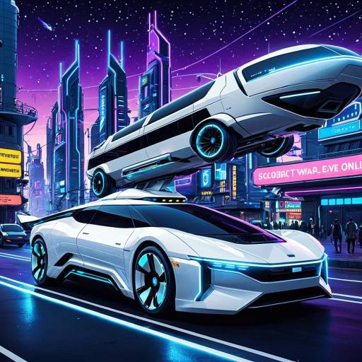 Futuristic Cyberpunk Hover Cars in Neon City